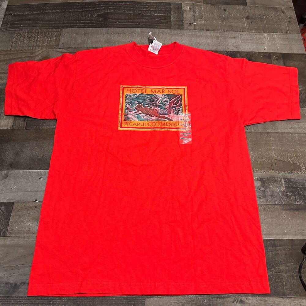 Hotel Mar Sol Acapulco Mexico Men's Short Sleeve T-Shirt Red Large Destination‎